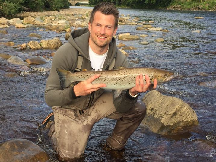 A south tyne Sea Trout caught as the sun sets