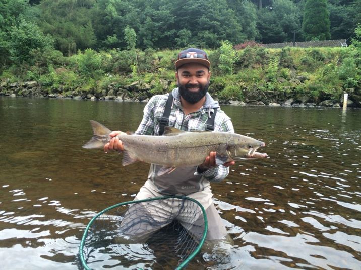 Ripon with his First ever South Tyne Atlantic Salmon on the fly 